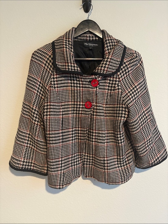 Jackets & Blazers - Plaid Swing Coat with Red Buttons